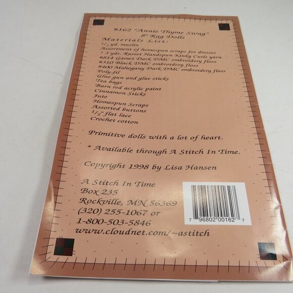 A STITCH IN TIME Pattern #165 & # 162...26" & 8" Rag Primitive Doll UNCUT - Picture 11 of 11